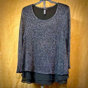 STYLE & CO Black and Silver Sweater Womens